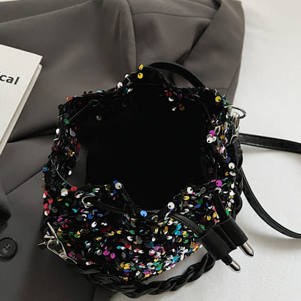 Sequin Drawstring Bucket Bag