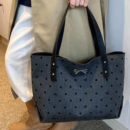 Polyester Bow Polka Dot Tote Bag