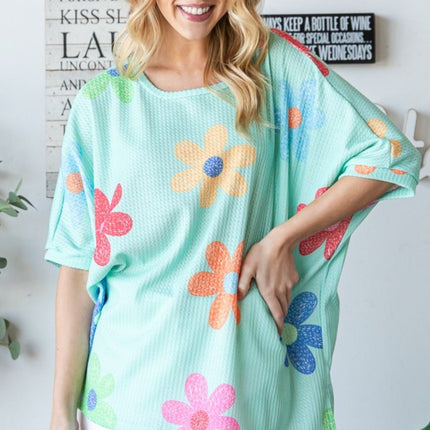 HOPELY Floral Waffle Oversize T-Shirt