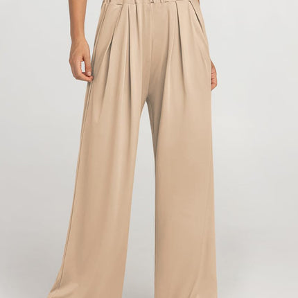 Elastic Waist Wide Leg Pants