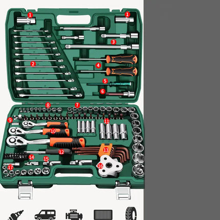 Multi-functional wrench set / dull wrench set open-end wrench set 150-piece set quick wrench combination