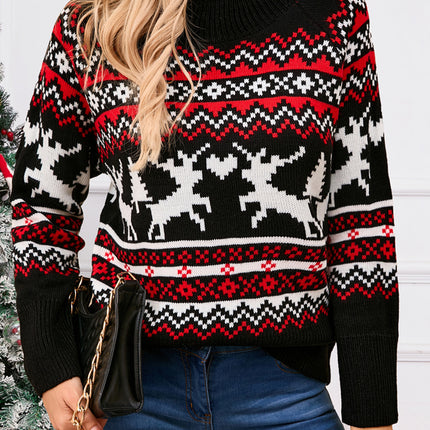 Angel Wings Reindeer Round Neck Long Sleeve Sweater