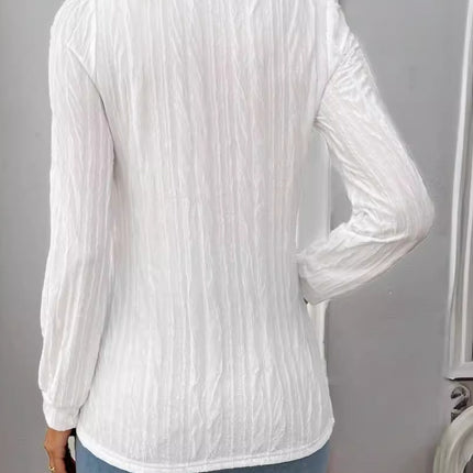 Texture Mock Neck Long Sleeve Top