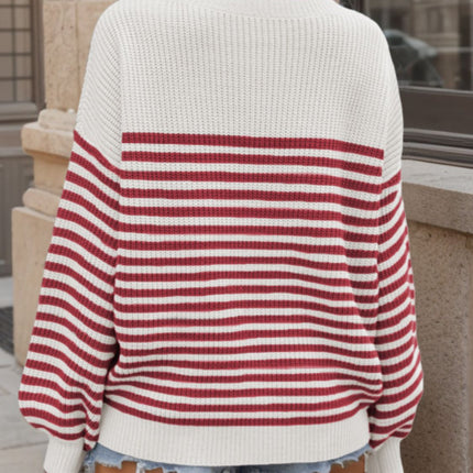 Striped Round Neck Long Sleeve Sweater