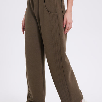 Basic Bae Elastic Waist Straight Leg Pants with Pockets