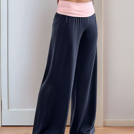 Perfee Contrast Wide Leg Pants