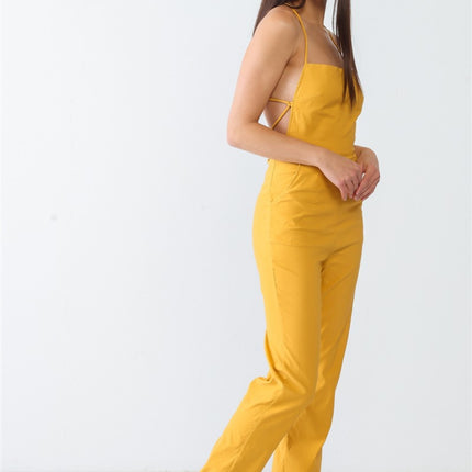 Doreli Group Backless Tied Spaghetti Strap Sleeveless Jumpsuit