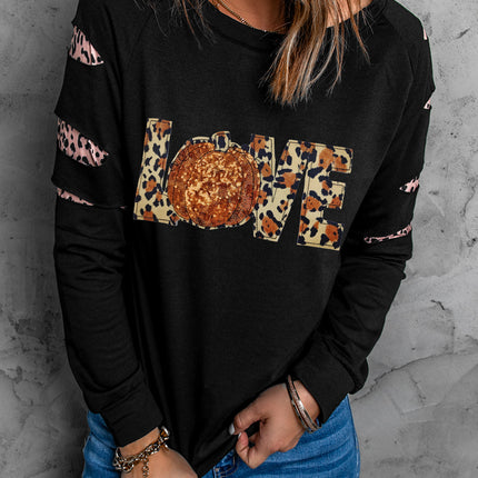 Sequin Leopard Long Sleeve Sweatshirt