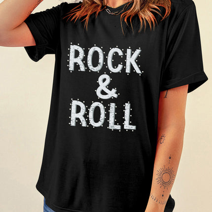 Letter Graphic Round Neck Short Sleeve T-Shirt - Vickie Lynn's