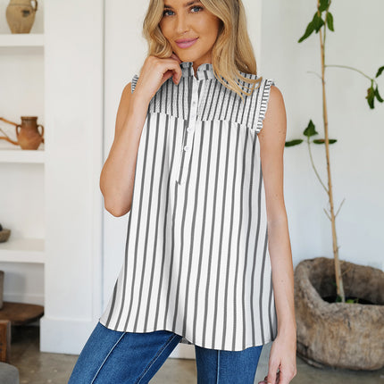 FAM-FAM Frill Printed Mock Neck Top