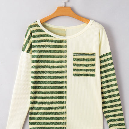 Striped Round Neck Long Sleeve Top