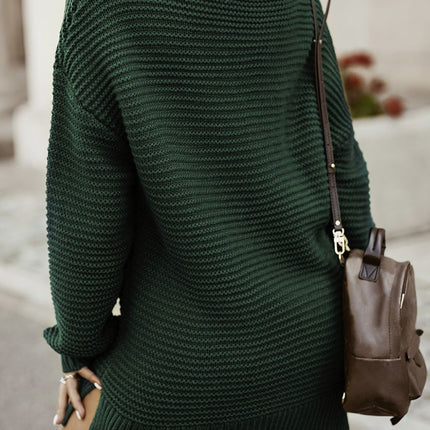 Side Slit Turtleneck Long Sleeve Sweater