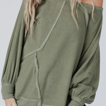 Exposed Seam Single Shoulder Long Sleeve Top