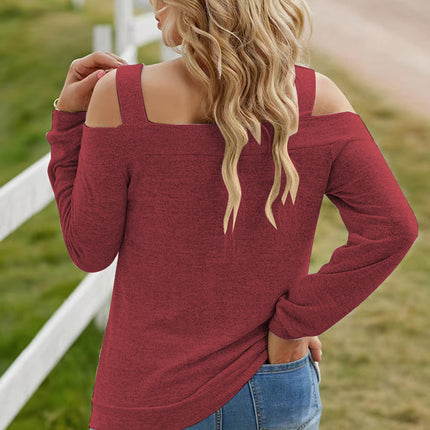 Full Size Cutout Cold Shoulder Blouse