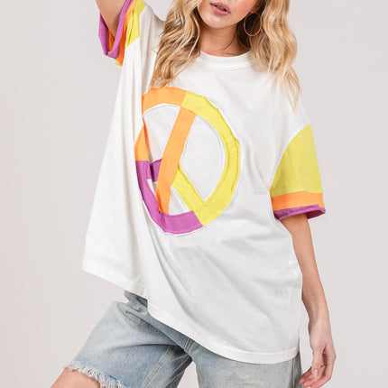 SAGE + FIG Color Block Peace Applique T-Shirt