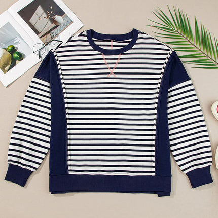 Striped Round Neck Long Sleeve Sweatshirt