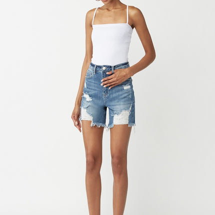 RISEN High Waisted Distressed Denim Shorts