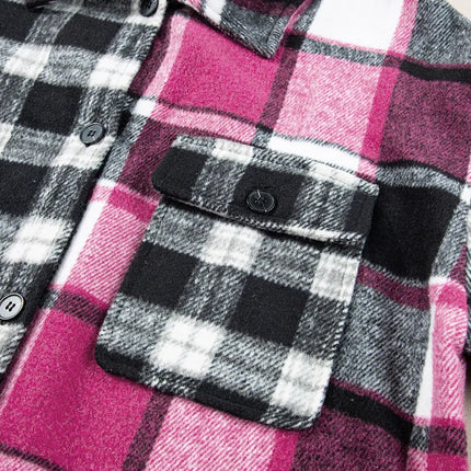 Pocketed Plaid Collared Neck Long Sleeve Shacket