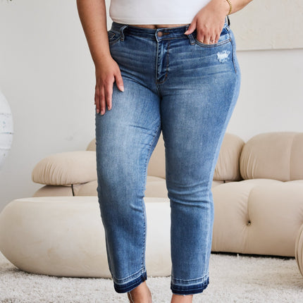 Judy Blue Full Size Release Hem Cropped Bootcut Jeans