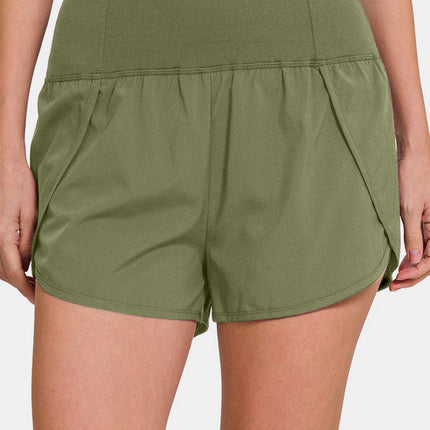 Zenana High-Waisted Zippered Back Pocket Active Shorts