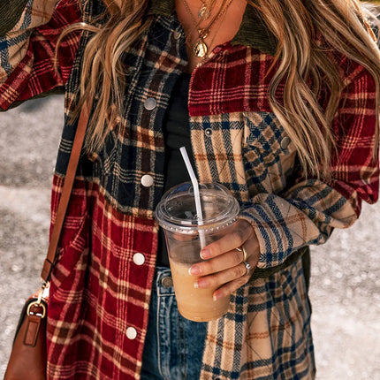 Plaid Button Up Long Sleeve Jacket