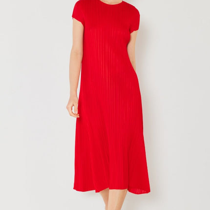 Marina West Swim Pleated Cap Sleeve A-Line Dress