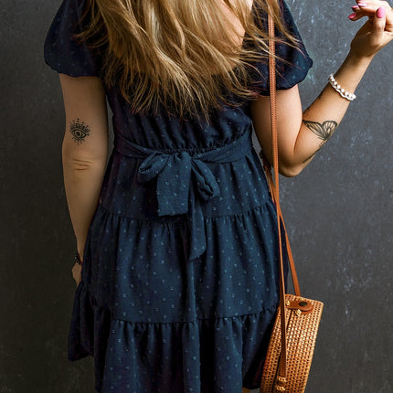 Swiss Dot Short Sleeve Mini Dress