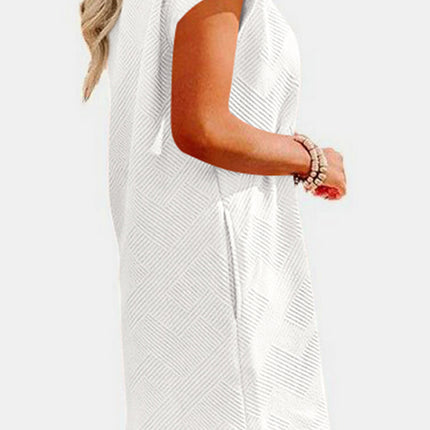 Textured Round Neck Cap Sleeve Dress