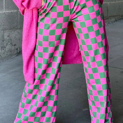 Checkered Wide Leg Pants