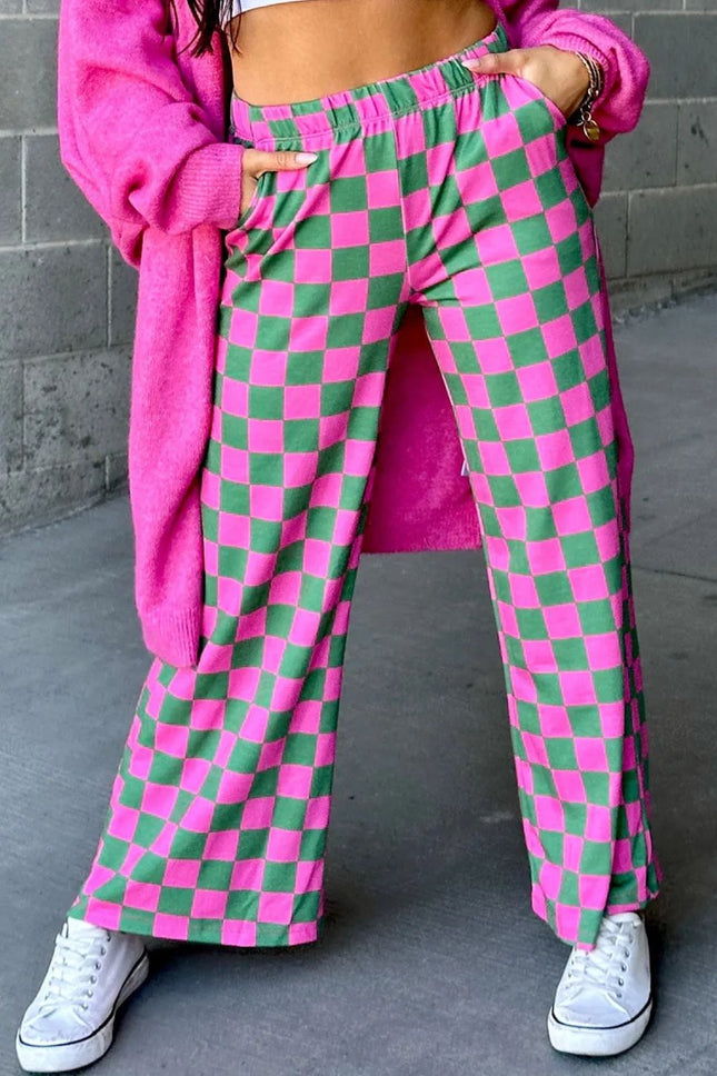 Checkered Wide Leg Pants - Vickie Lynn's