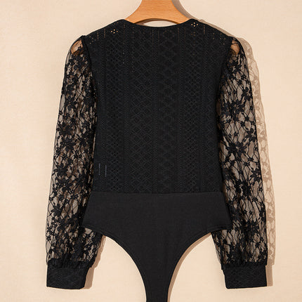 Eyelet Lace Long Sleeve Bodysuit