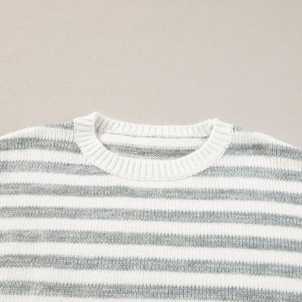 Striped Round Neck Dropped Shoulder Sweater