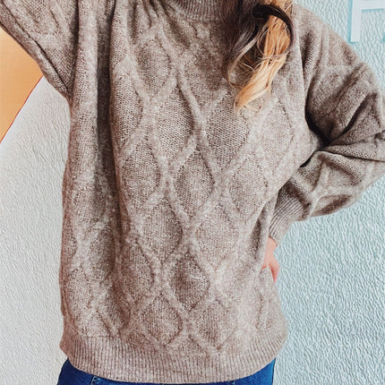 Diamond Round Neck Long Sleeve Sweater