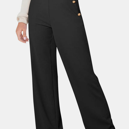 Decorative Button High Rise Pants