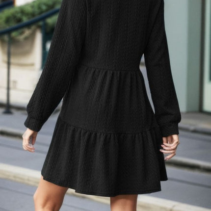 V-Neck Long Sleeve Mini Dress