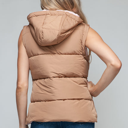 Snobbish Snap and Zip Closure Hooded Vest