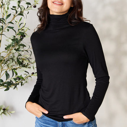 BOMBOM Turtleneck Long Sleeve Blouse