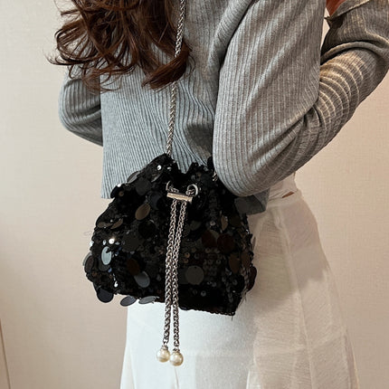 Drawstring Sequin Crossbody Bag