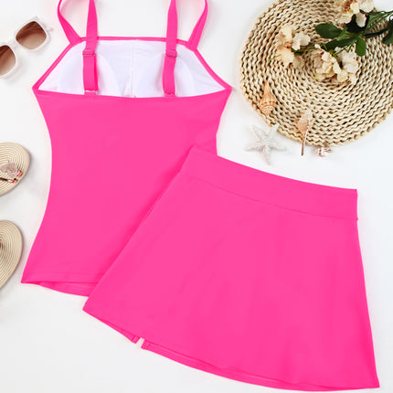 Square Neck Top and Skirt Swim Set