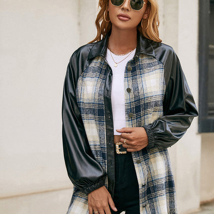 Ivy Lane Plaid Button Down Raglan Sleeve Jacket