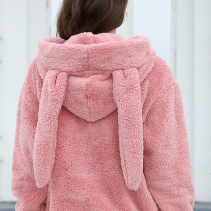 Fuzzy Long Sleeve Hoodie with Ears