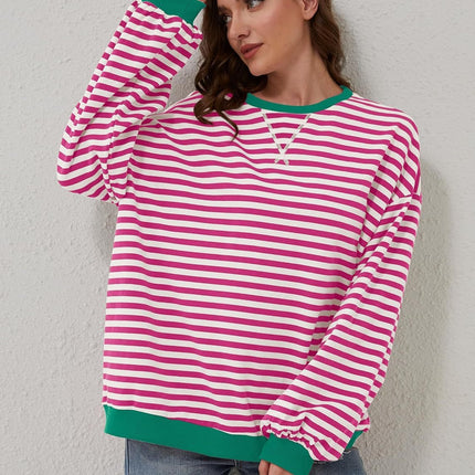 Contrast Striped Long Sleeve Sweatshirt