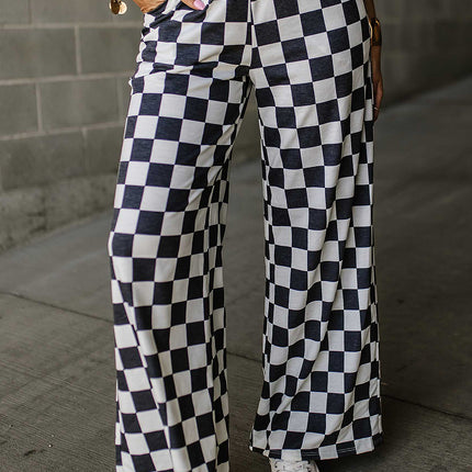 Checkered Wide Leg Pants