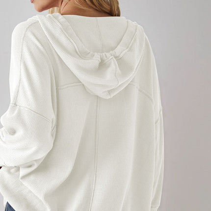 Exposed Seam Drawstring Long Sleeve Hoodie