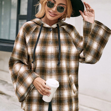 Ivy Lane Pocketed Plaid Long Sleeve Hooded Jacket