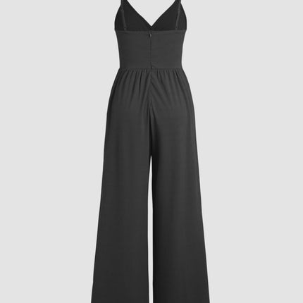 Surplice Spaghetti Strap Wide Leg Jumpsuit