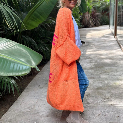 Letter Dropped Shoulder Long Sleeve Cardigan - Vickie Lynn's