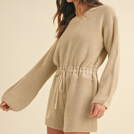 MABLE Round Neck Long Sleeve Sweater Romper