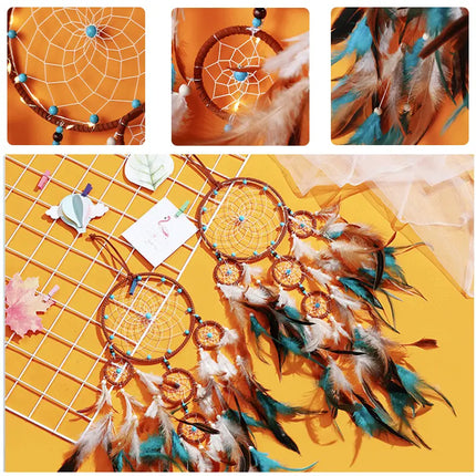 2023 New Dream catchers Retro 5 Ring Dream Catchers Home Decoration Indians Natural Stone Tree of Life Dreamcatcher Wall Hanging