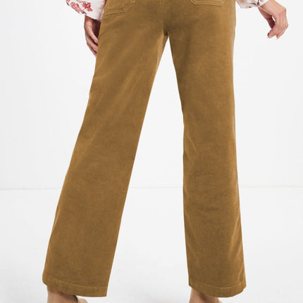 Half Elastic Waist Straight Pants